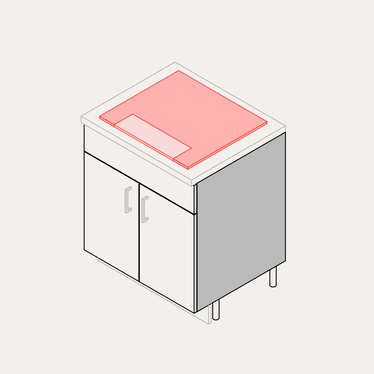 Base - Cooktop + False Drawer
