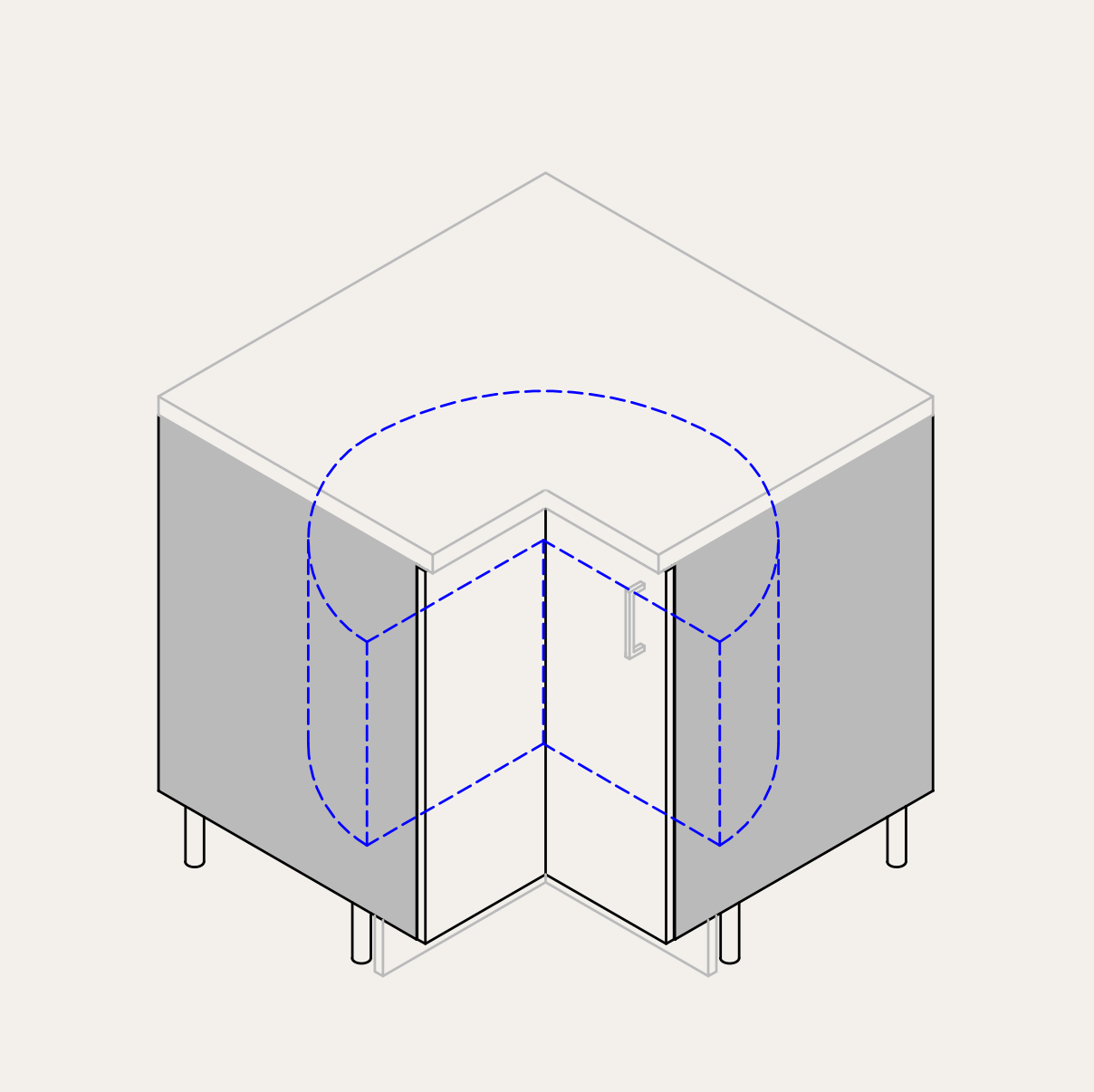 Base - Corner (Left Hinge) + Lazy Susan