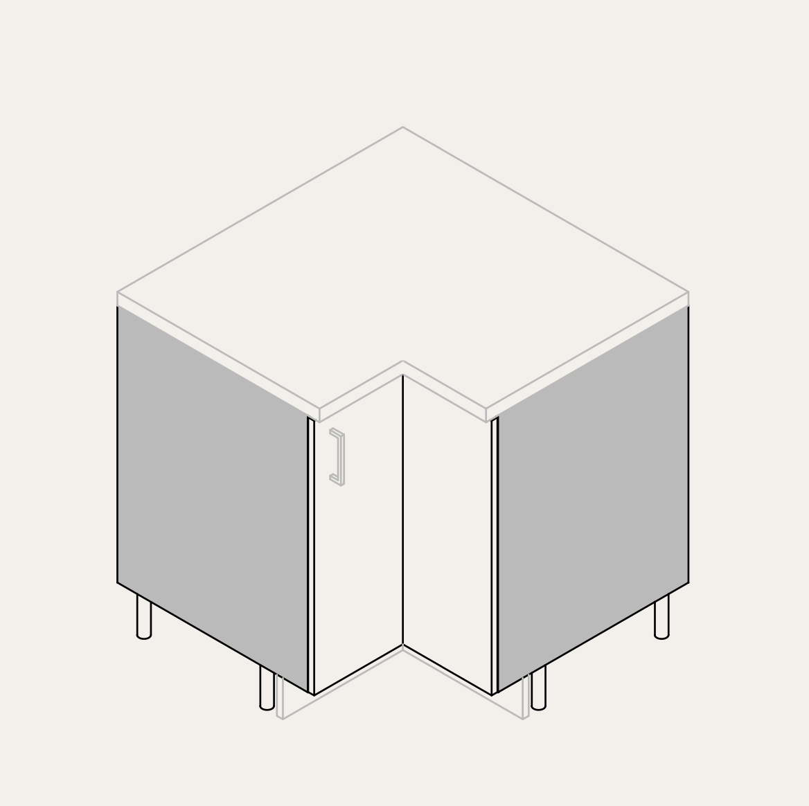 Base - Corner (Right Hinge)
