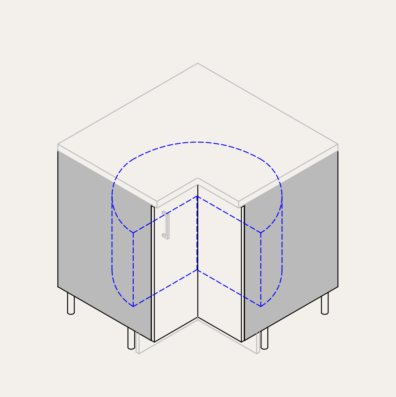 Base - Corner (Right Hinge) + Lazy Susan