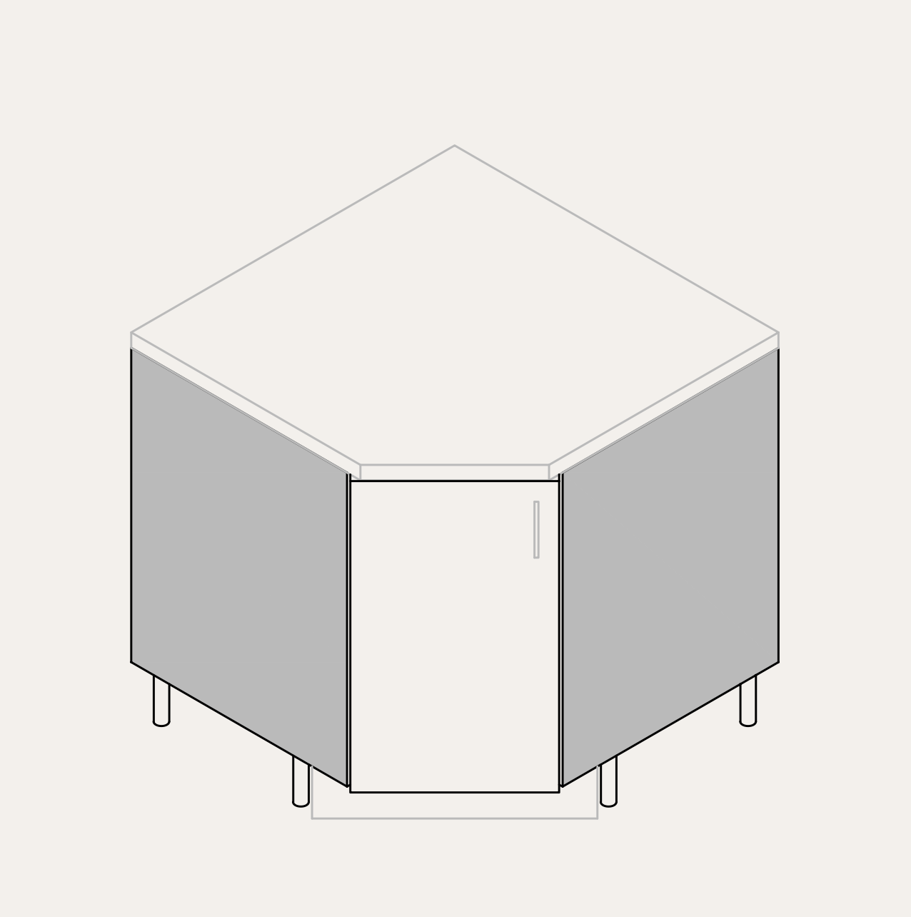 Base - Diagonal Corner (Left Hinge)