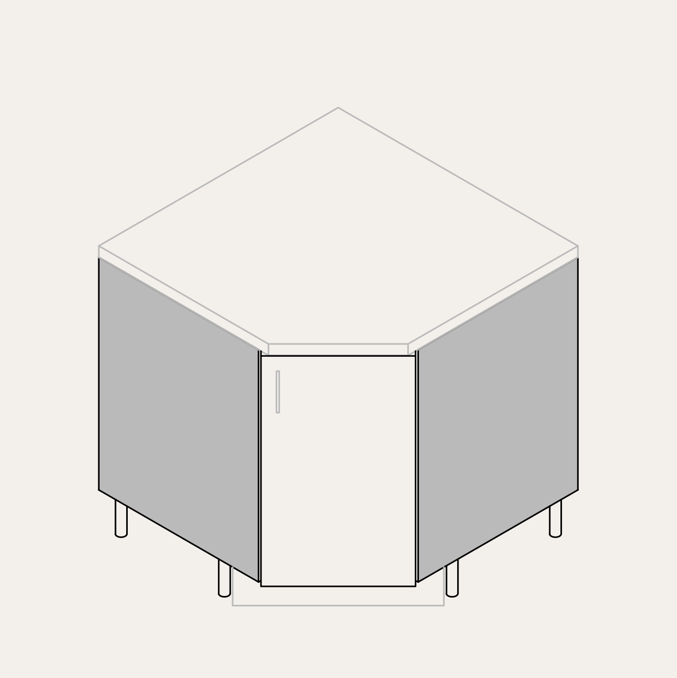 Base - Diagonal Corner (Right Hinge)