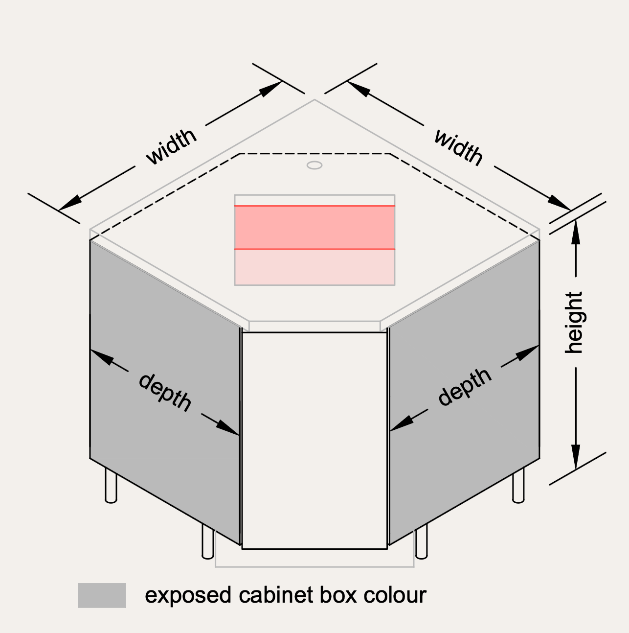 Base - Diagonal Sink (Right Hinge)