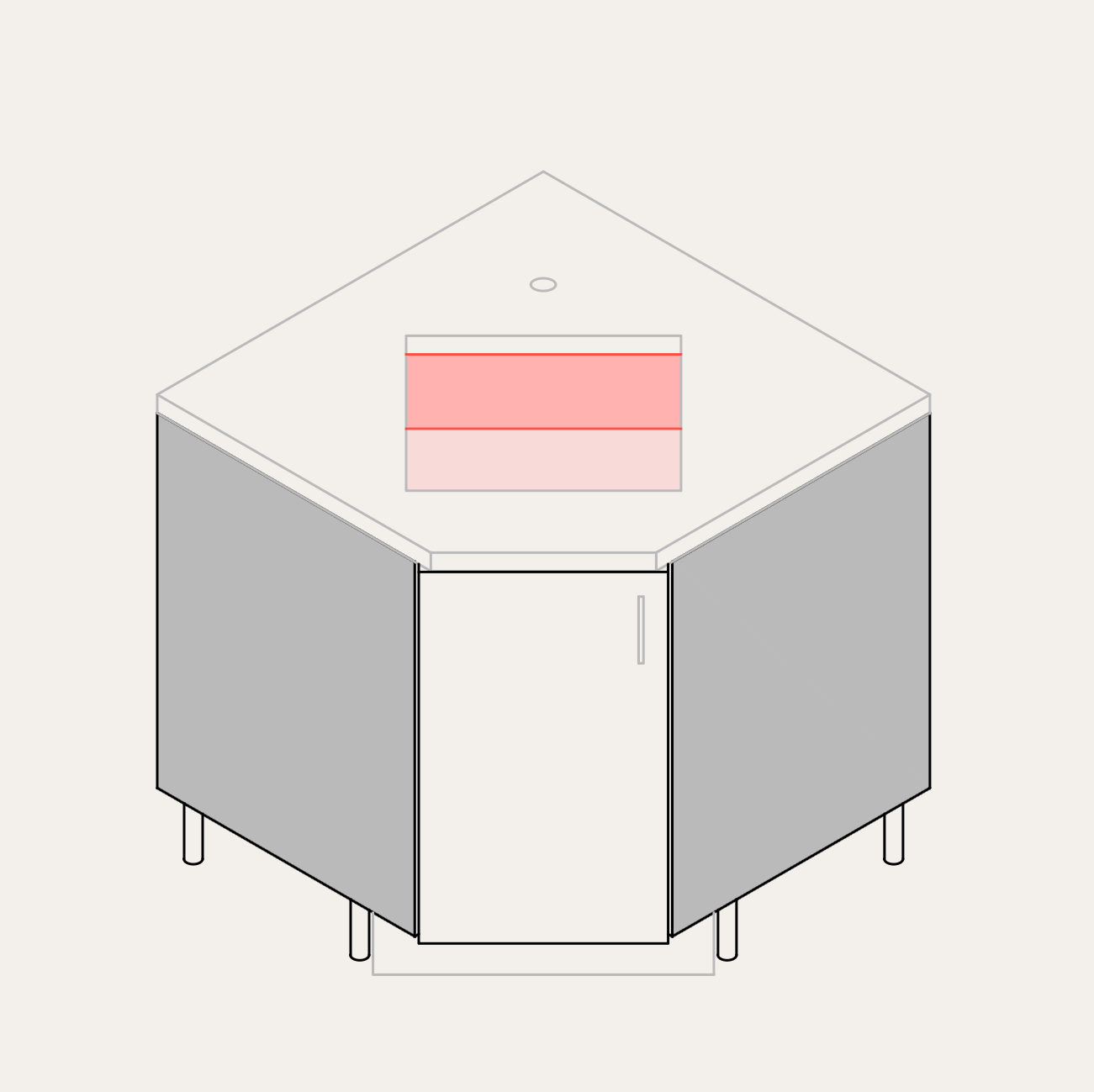Base - Diagonal Sink (Left Hinge)
