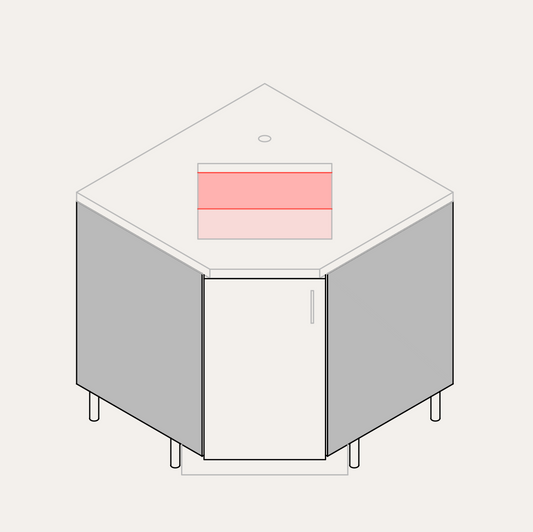 Base - Diagonal Sink (Left Hinge)