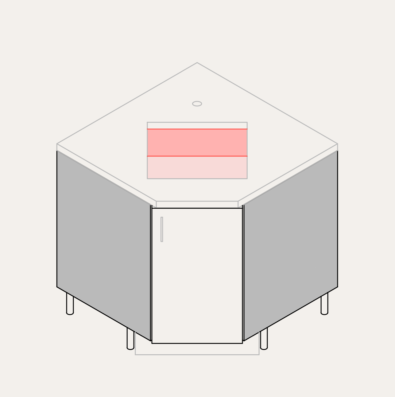 Base - Diagonal Sink (Right Hinge)