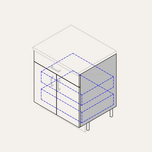 Base - Doors + 1 Drawer & 2 Internal Pull-Outs