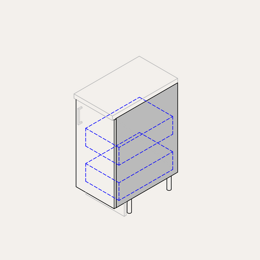 Base - Full Height Door (Right Hinge) + 2 Internal Pull-Outs