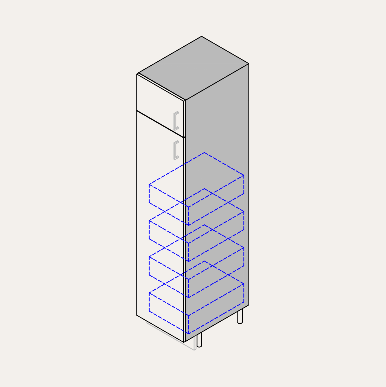 Tall - Broom (Left Hinge) + 4 Internal Pull-Outs