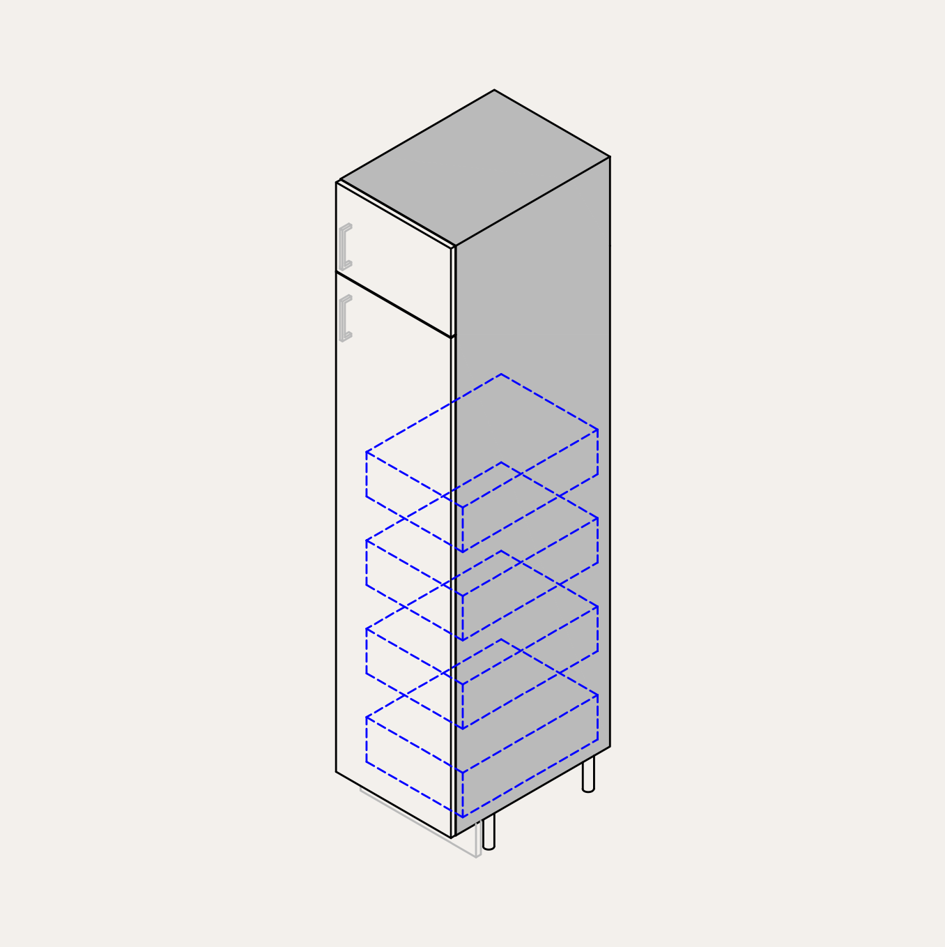 Tall - Broom (Right Hinge) + 4 Internal Pull-Outs
