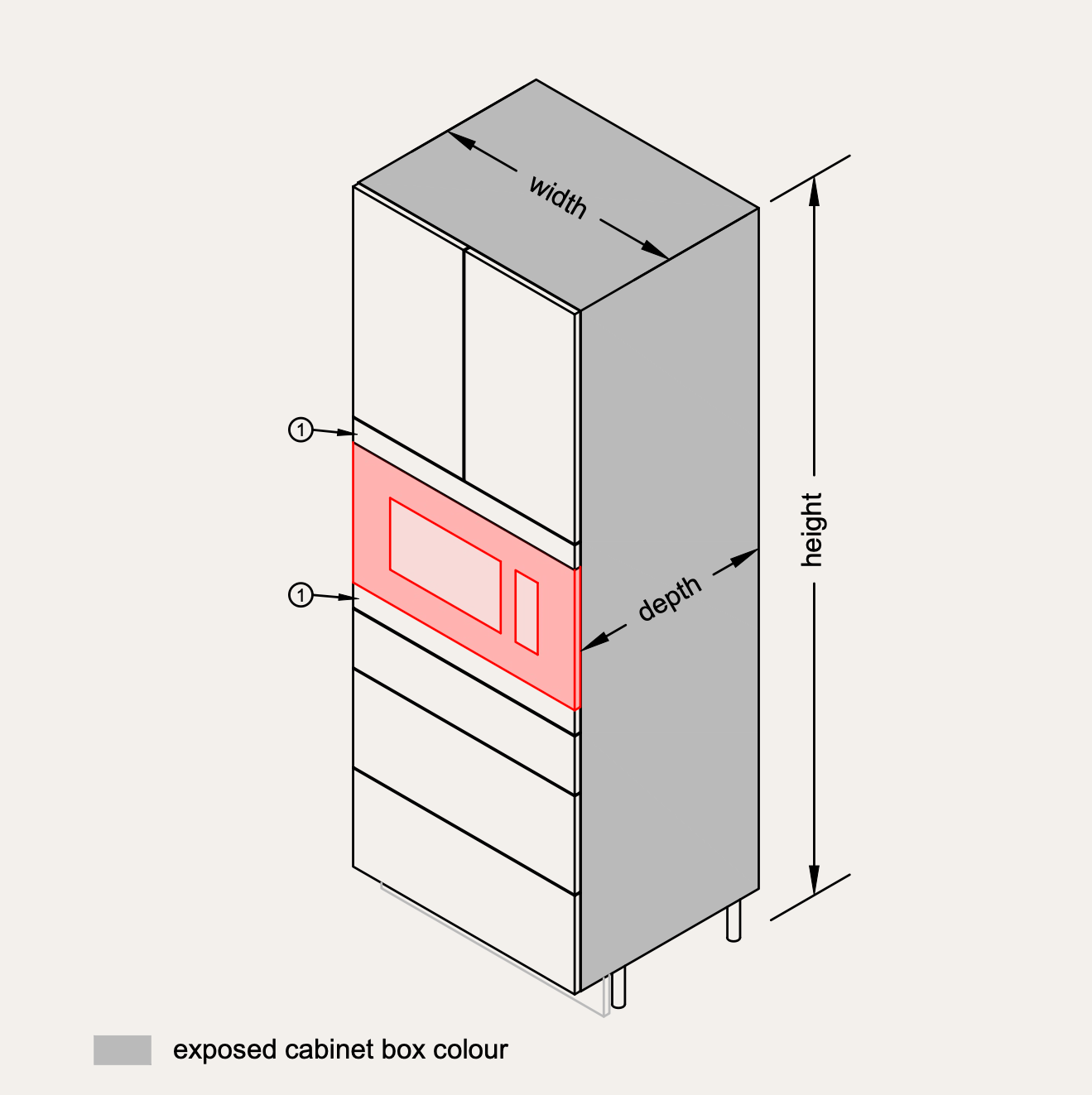 Tall - Built-In Microwave + 3 Drawers