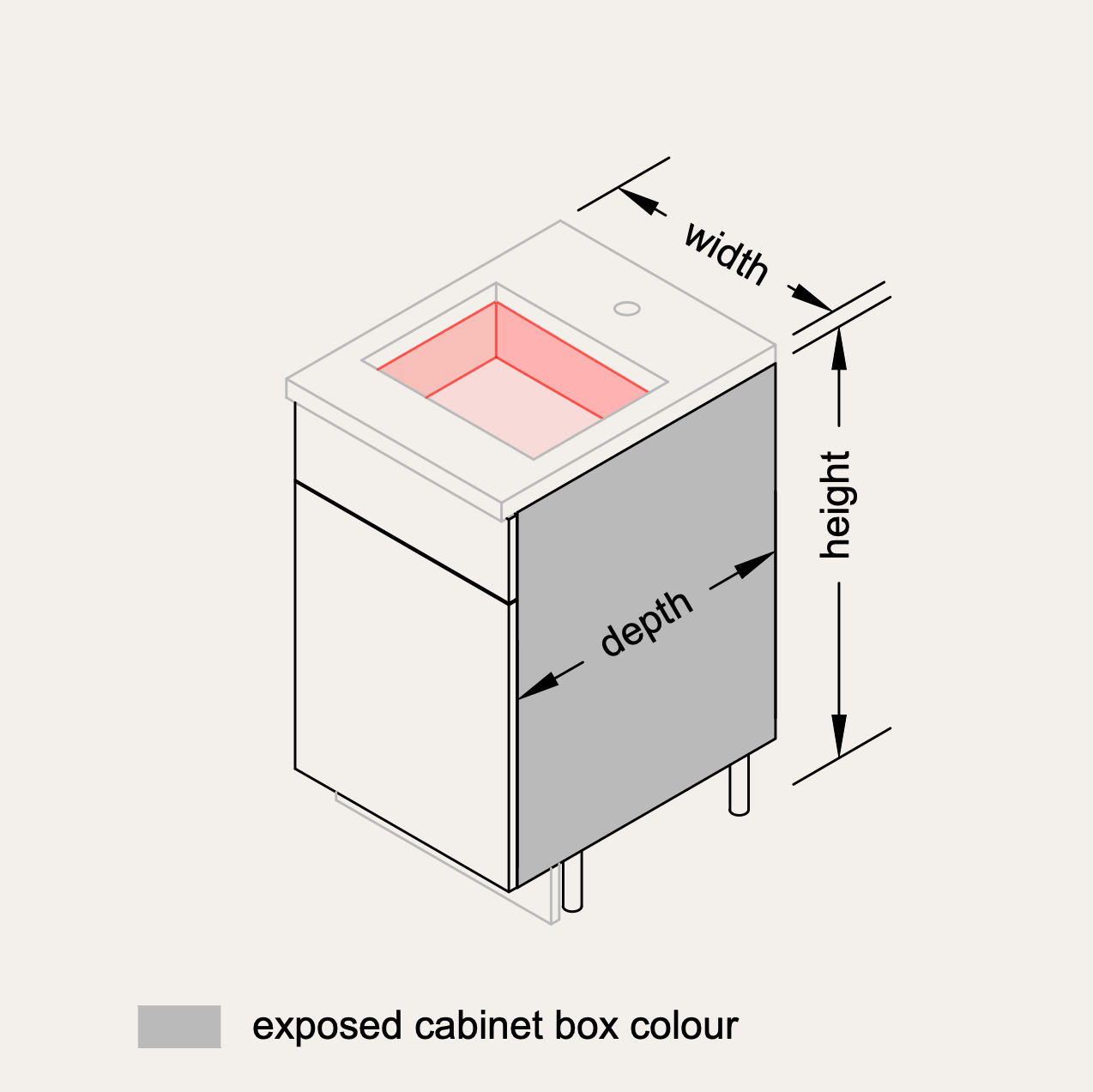 Vanity - Sink (Left Hinge) + False Drawer