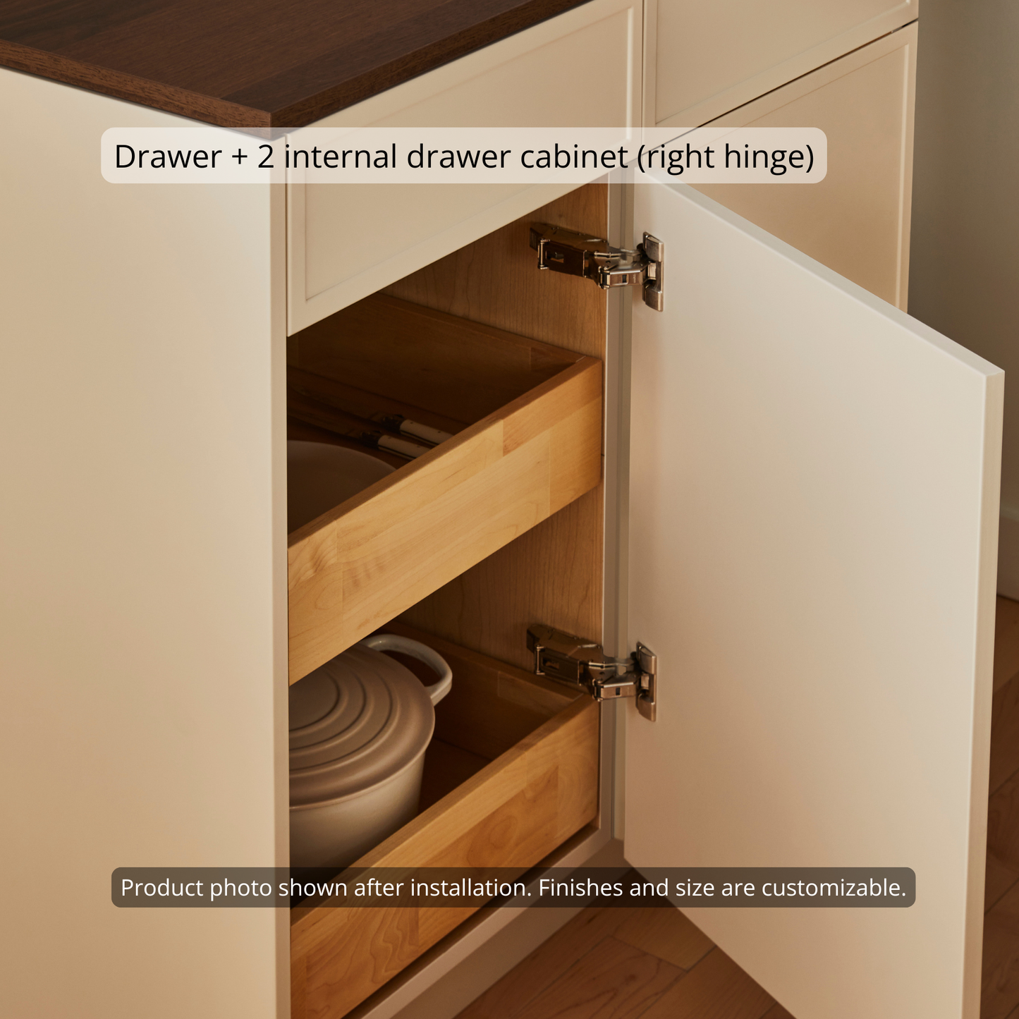 Base - Door (Right Hinge) + 1 Drawer & 2 Internal Pull-Outs