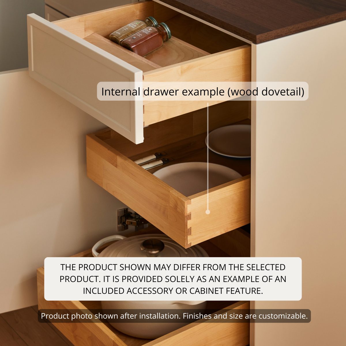 Base - Full Height Door (Left Hinge) + 2 Internal Pull-Outs