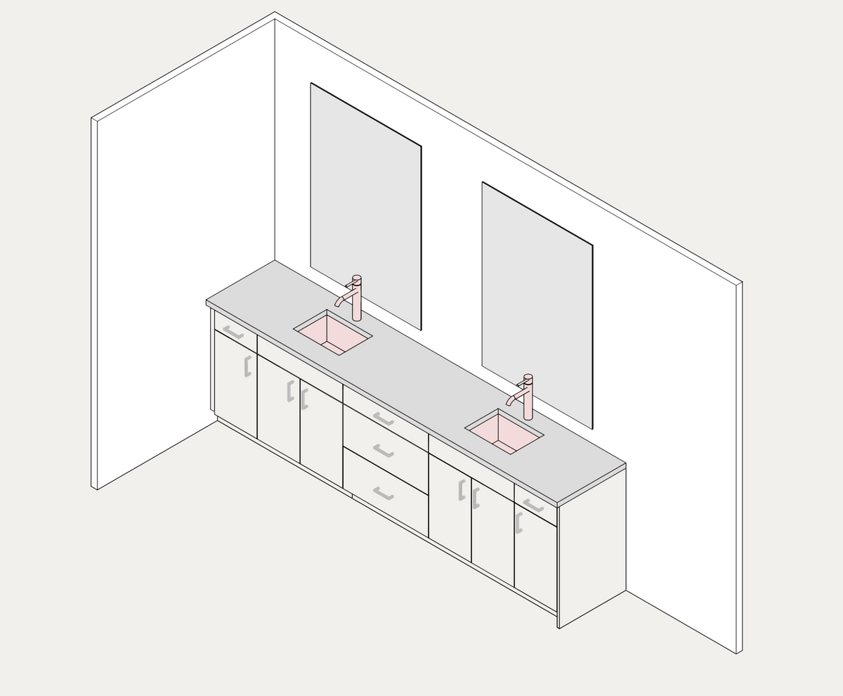 Double vanity example, assembled