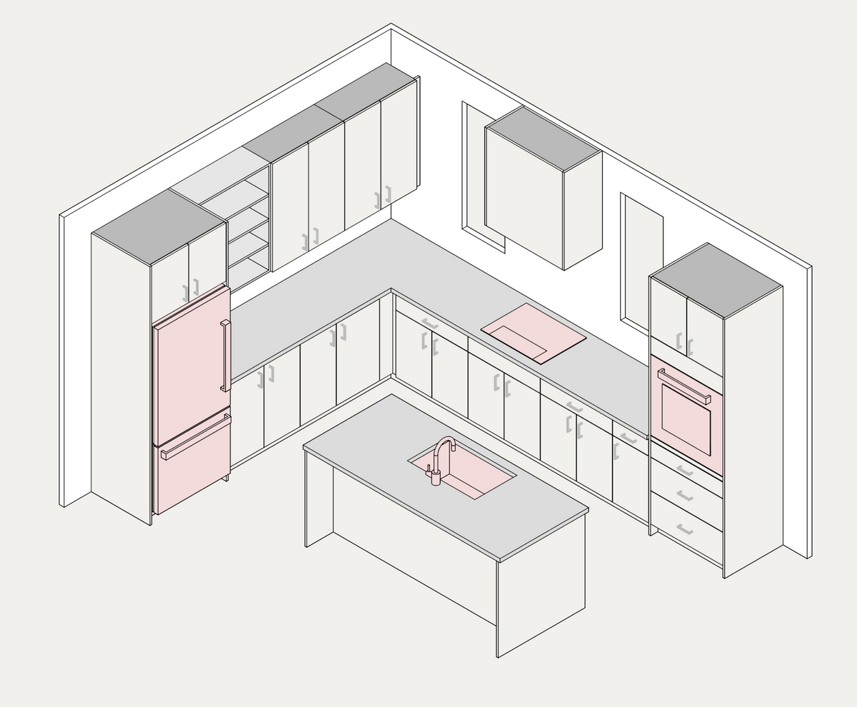 Large kitchen example, assembled