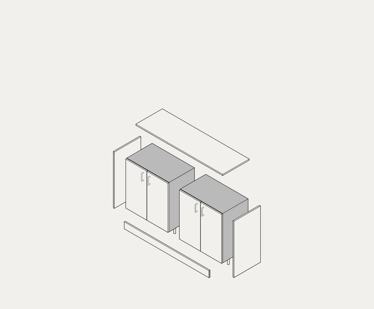 Simple sideboard example, exploded view