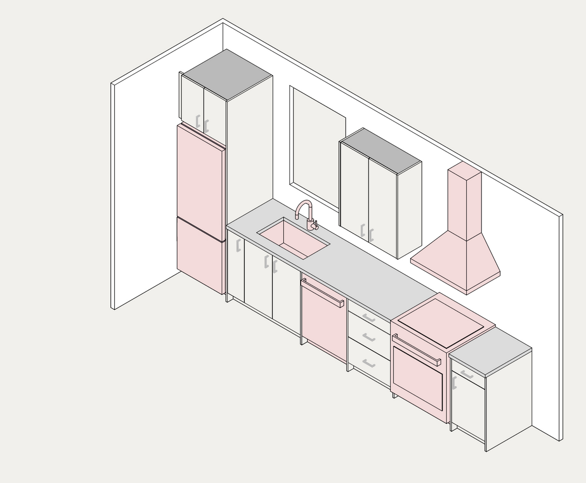 Small kitchen example, assembled
